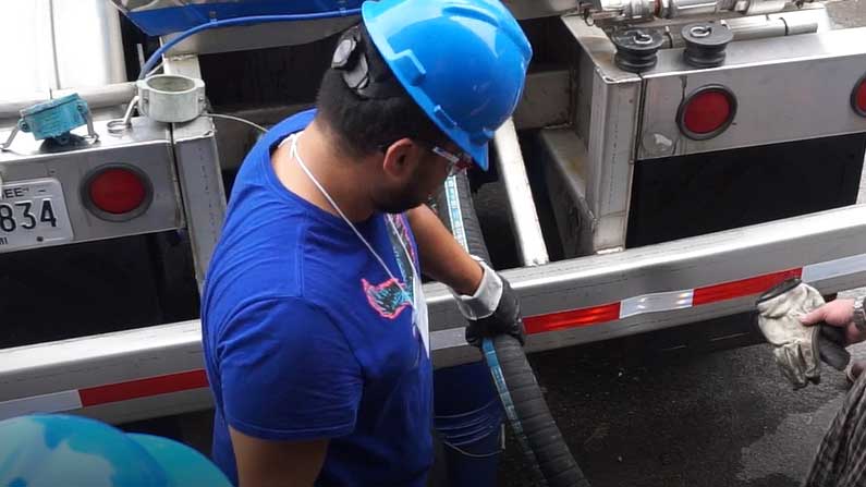 checking hoses in Highway Transport driver training