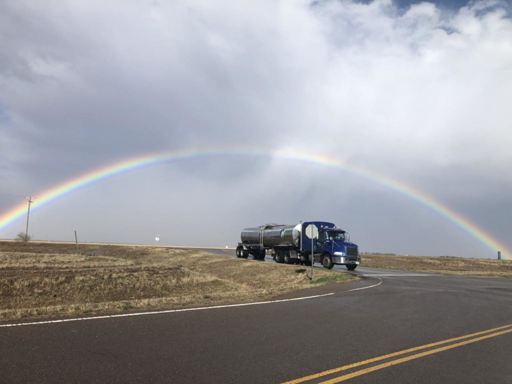 rainbow over Highway Transport tanker truck by Juan Ortiz