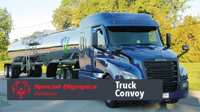 Highway Transport professional chemical tanker driver David Lynch drives in the Special Olympics convoy.